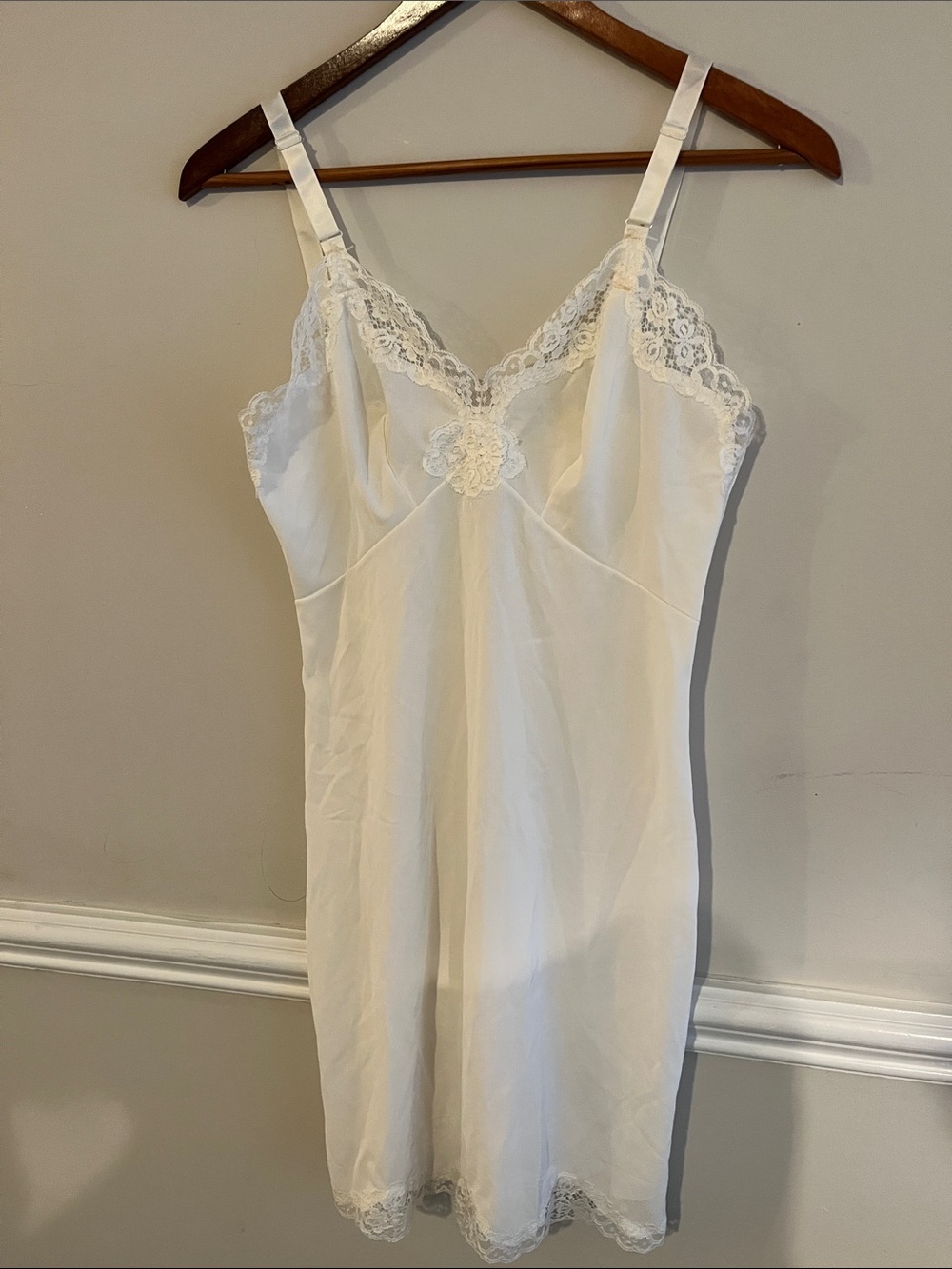 Vintage White Lace-Trim Nightgown
